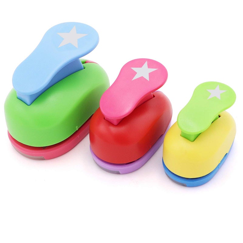 Jeemiter 3 Pcs Star Punch 1-Inch 1-1/2-Inch 5/8-Inch Paper Punchers Scrapbook Crafts Paper Punch - Image 1